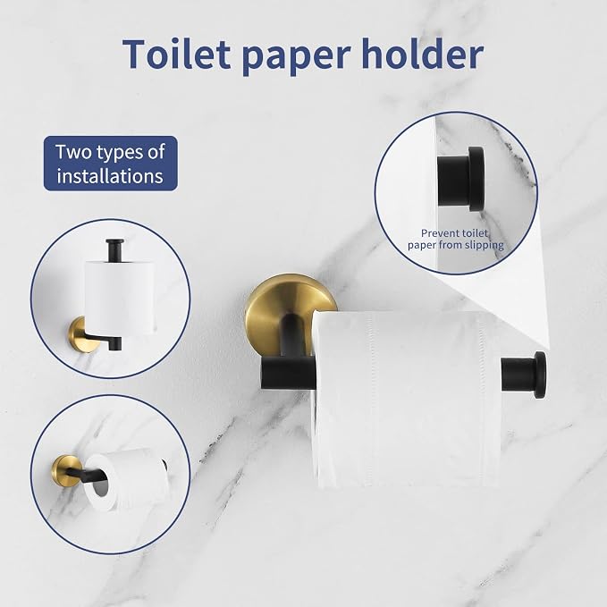 5 Pieces Bathroom Hardware Set Black Gold, Towel Rack Including 2pcs 16 inch - Image 5