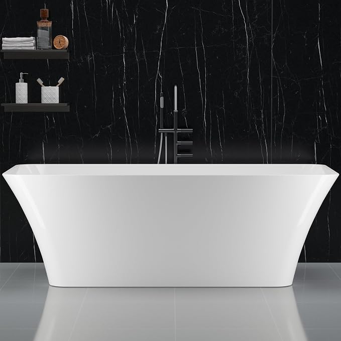 59 Inch Acrylic Soaking Bathtub, Modern Stand Alone Tub - Image 7
