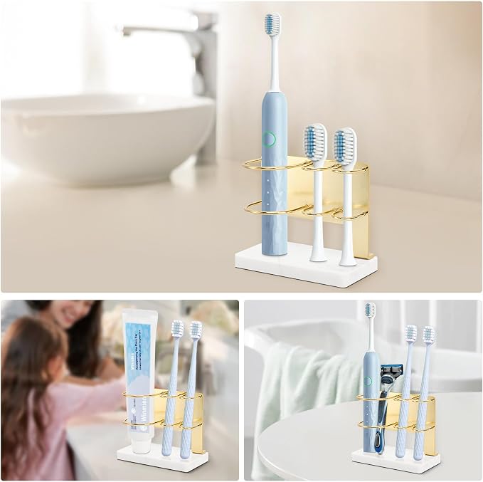 Toothbrush Holder for Bathroom Counter, Metal Toothbrush and Toothpaste Holder - Image 3