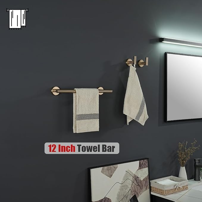 JQK Champagne Bronze Towel Bar, 15 Inch 304 Stainless Steel Thicken 0.8mm Towel - Image 5