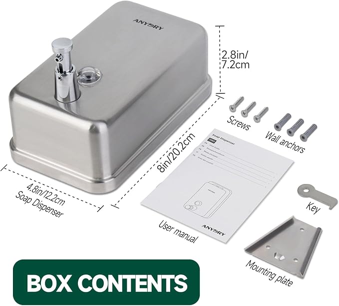 Commercial-Grade Manual Soap Dispenser, Durable Brushed Stainless Steel Finish - Image 6