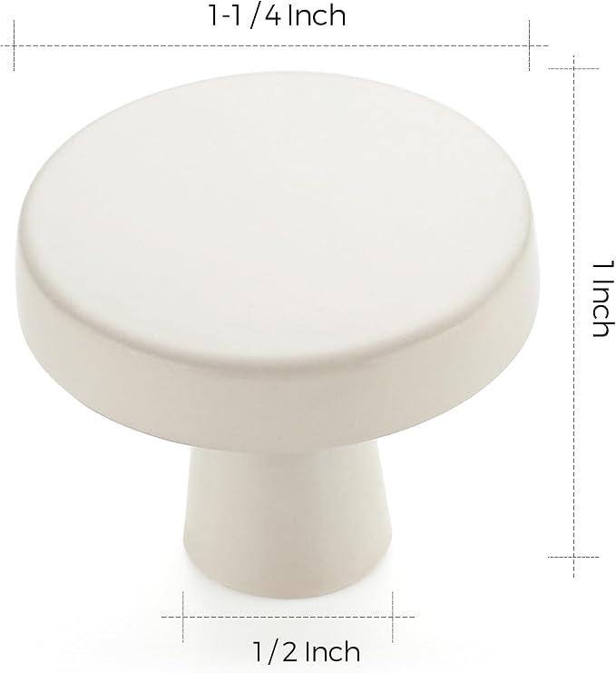 Ravinte 15 Pack Drawer Pulls 1-1/4 Inch White Kitchen Cabinet Knobs Solid Round - Image 3