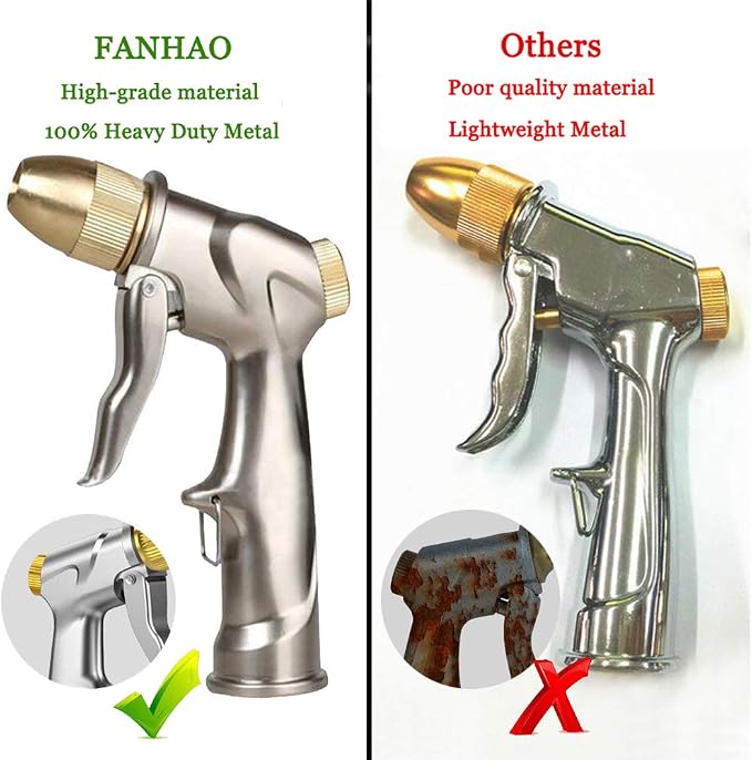 FANHAO Upgraded Garden Hose Nozzle Sprayer, 100% Heavy Duty Metal Handheld - Image 4