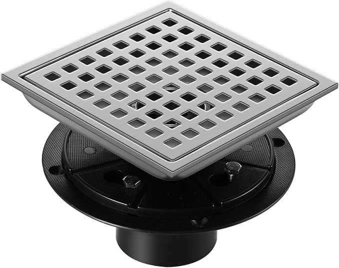 Shower Drain, Chrome 6 inch Square Shower Floor Drain by Unknown