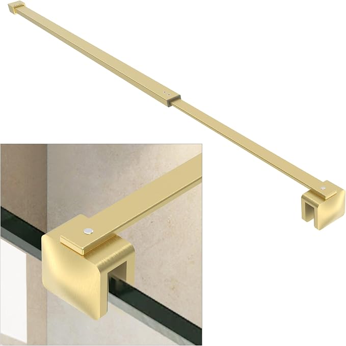 Shower Door Glass Support Bar, 26.96" to 48.54" Adjustable Stainless Steel by AquivaCoast