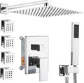 Shower Faucet Set with Body Jets 10 Inch Polished Chrome Shower Head Handheld by ANNAZOMBATHROOM