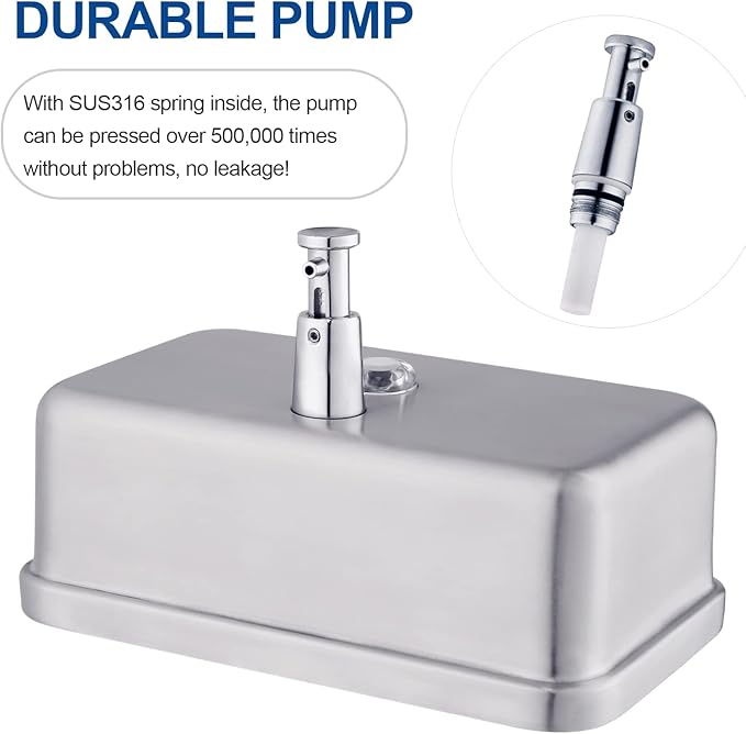 Commercial Wall Mount Stainless Steel Soap Dispenser, Rust-Proof Lining Liquid - Image 6