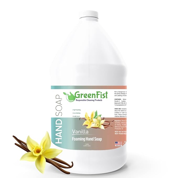 GreenFist Foaming Hand Soap Refills Vanilla Scent Jug Foam Refill Made in USA by GreenFist