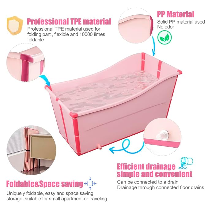 Large Foldable Bathtub for Toddler Collapsible Baby Bathtub Portable Bath tub - Image 3