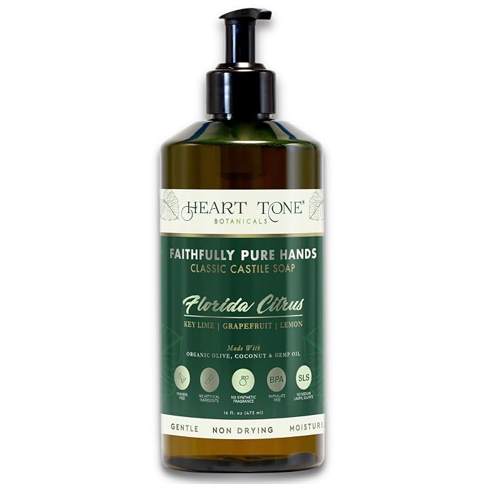 Liquid Castile Soap | Organic Olive and Coconut Oils | Non Drying Formula by HEARTTONEBOTANICALS