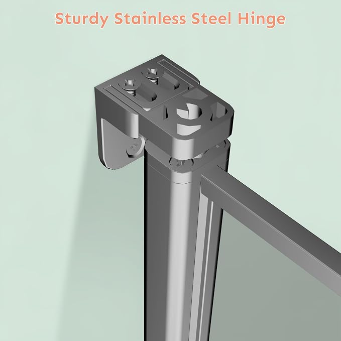34" Wx72 H Frameless Reversible Pivot Shower Door, 1/4" Clear SGCC Tempered - Image 5