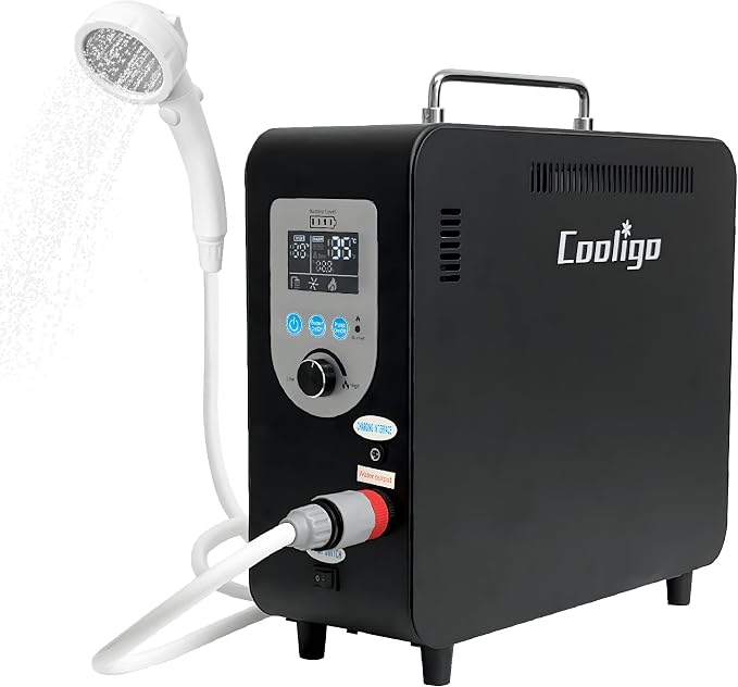 Portable Propane Water Heater for Camping Shower, 900 BTU 4500mAh Rechargeable by Cooligo%EF%BC%9ACoolWhileYouGo%EF%BC%81