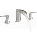 Brushed Nickel Tub Faucet Set 3 Hole, Brass Deck Mount Waterfall Bathtub Faucet by HOIGY