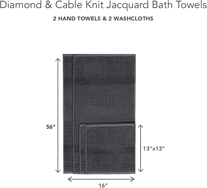 Texere 100% Organic Cotton Diamond Jacquard 700 GSM Luxury Bath Towel Sets - Image 2