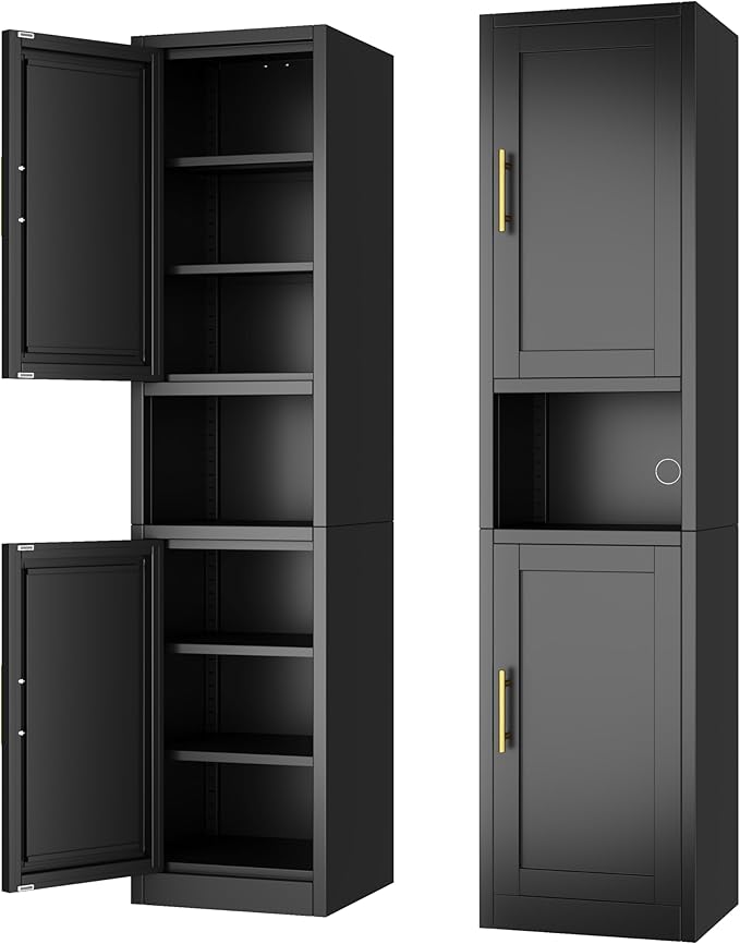 Tall Narrow Storage Cabinet 66.93" H Tall Bathroom Cabinet Metal Pantry Cabinets by Ckzbx