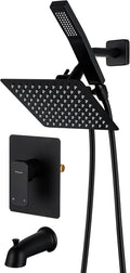 All Metal Shower Faucet Set, Dual Square Shower Head System by G-Promise