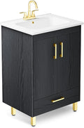 phiestina Fully Pre-Assembled Black 24 inch Bathroom Vanity, 2 Soft Close Doors by Phiestina