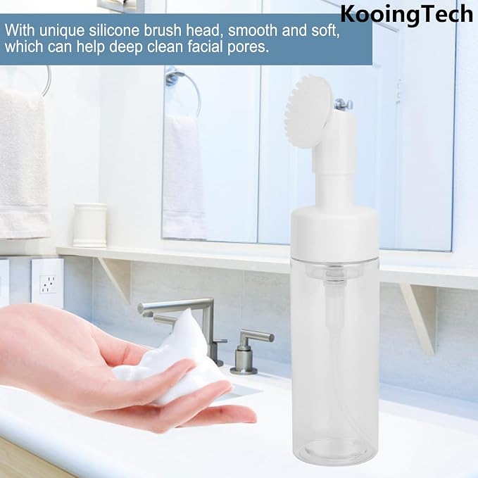 150ML Foam Pump Bottle with Brush, Lotion Dispensing Bottle, Plastic Facial - Image 4