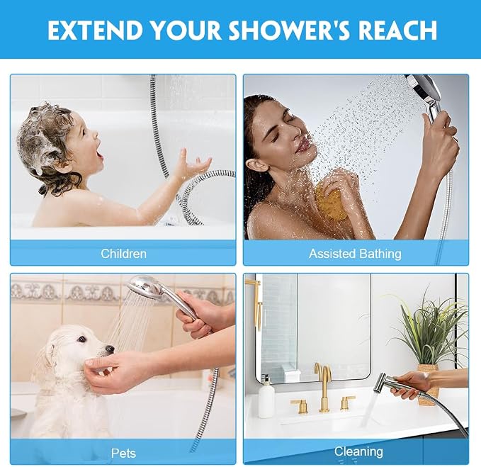 Shower Hose, 70 Inches Extra Long Shower Head Hose Stainless Steel Plated Nut - Image 5