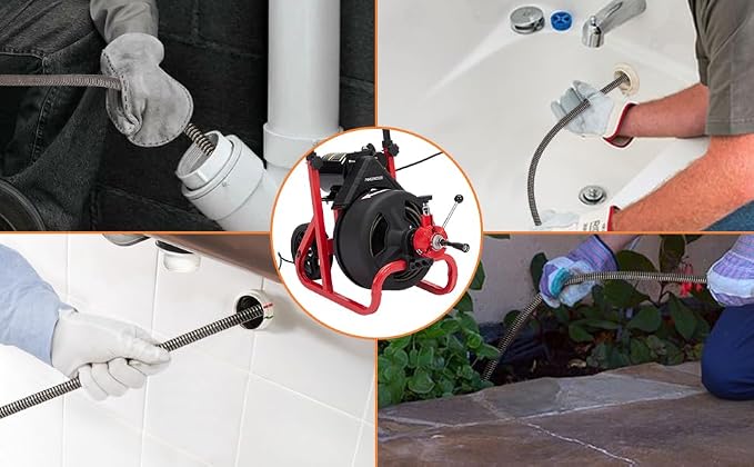 Heavy Duty Electric Drain Cleaner Machine, 75 Ft x 1/2 Inch Sewer Snake - Image 8