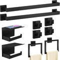 10-Piece Matte Black Bathroom Hardware Accessories Set, 24 inch Towel Bar by STWWO