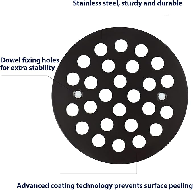 4-1/4” Round Shower Drain Cover, Screw-in Shower Drain Strainer, - Image 3