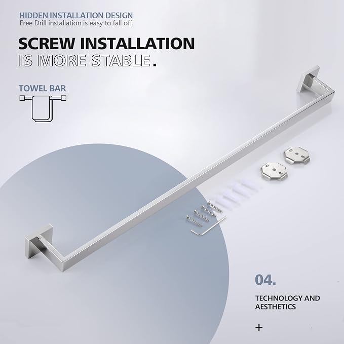 KOKOSIRI 36-Inch Single Towel Bar, Bathroom Kitchen Towel Holder, Wall Mounted - Image 7