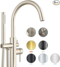 Freestanding Bathtub Faucet Waterfall Tub Filler Brushed Nickel Floor Mount by Unknown