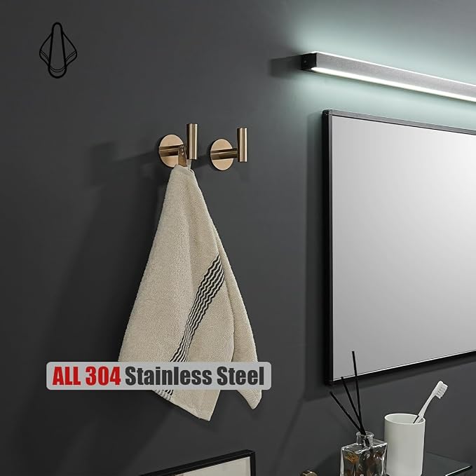 JQK Self Adhesive Towel Hook Champagne Bronze, No Drill Stick on Coat Robe - Image 5