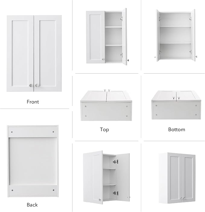 White Wall Mount Cabinet, MDF Over The Toilet Storage Cabinet - Image 5