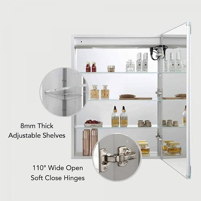 BLOSSOM Recessed or Surface LED Lighted Mirror Medicine Cabinet - Image 6