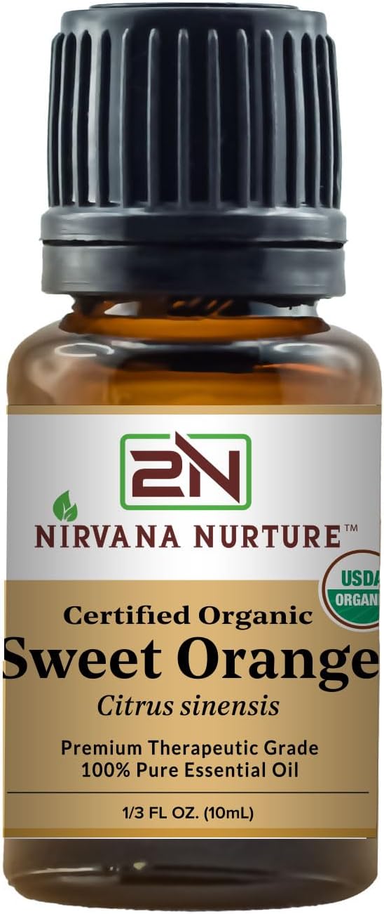 Sweet Orange Essential Oil USDA Certified Organic 100% Pure Premium Therapeutic by NirvanaNurture