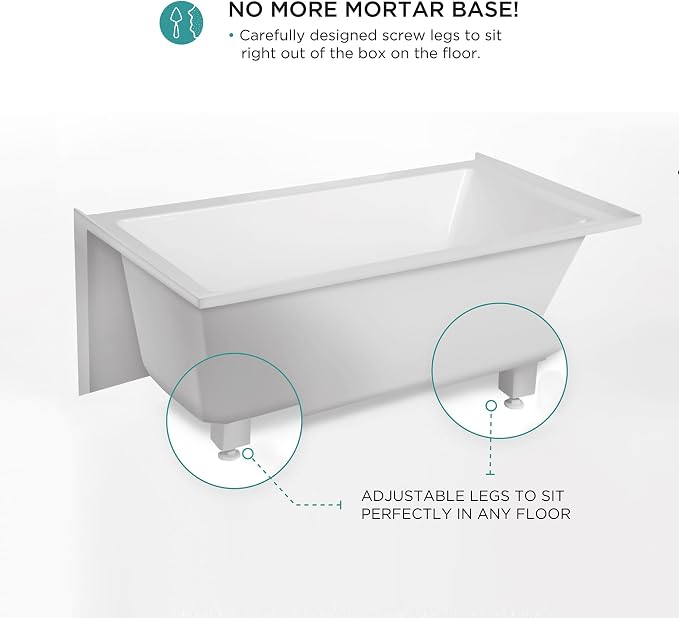 Fine Fixtures Acrylic, Fiberglass Alcove Soaking Bathtub - Image 8