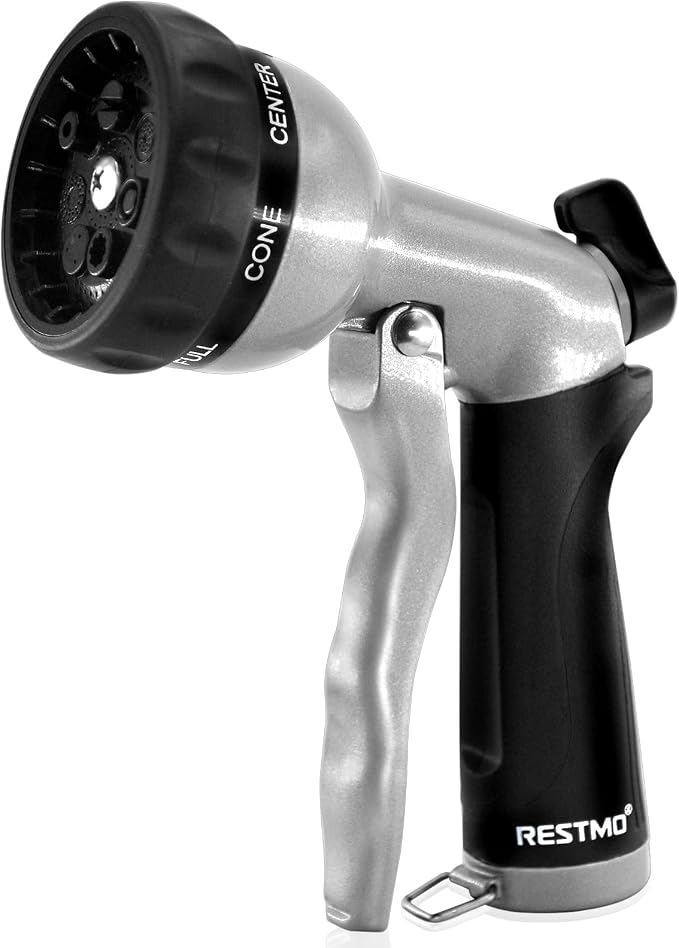 RESTMO Garden Hose Nozzle, Heavy Duty Metal Water Nozzle by Restmo