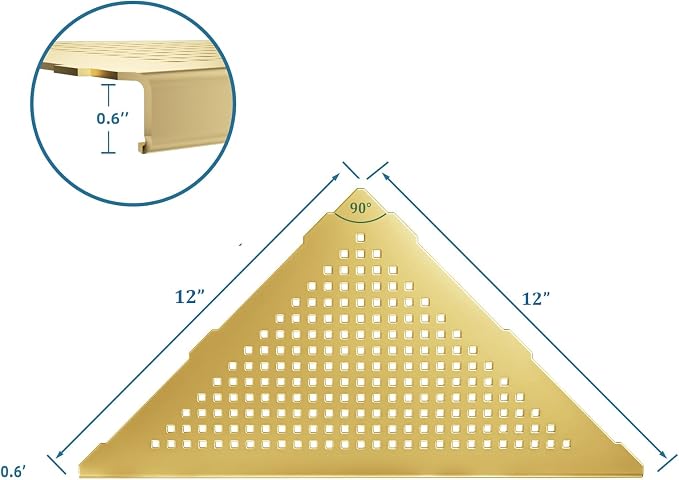 Neodrain 12 Inch Golden Corner Wall Shelf Set of 2, Floating Corner Shelves - Image 2