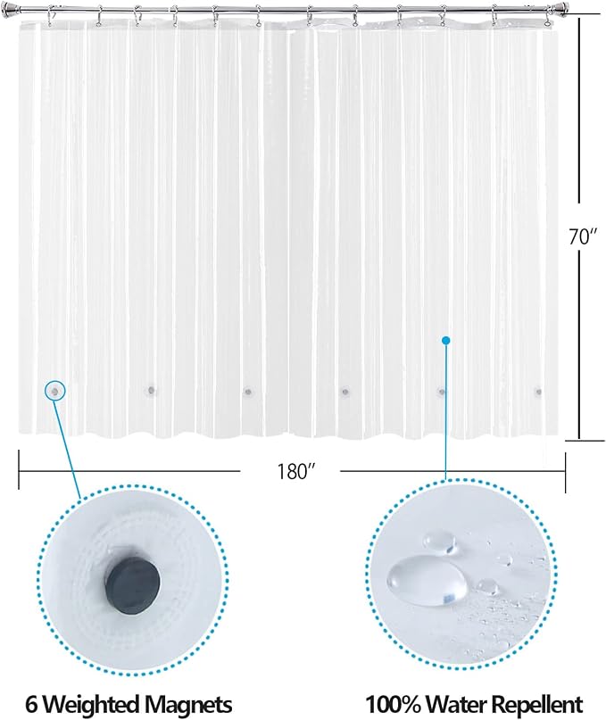 YISURE Clawfoot Tub Shower Curtain, Wrap Around Clear Shower Curtain Liner - Image 4