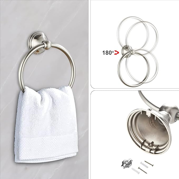 Newfun 8-Pieces Brushed Nickel Bathroom Accessories Set Towel Racks - Image 3