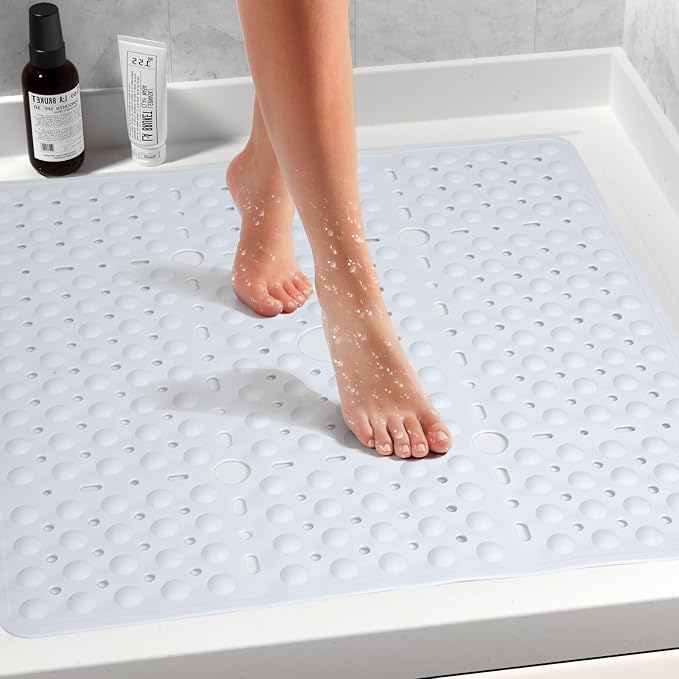 Large White Square Shower Mat Non Slip 27 x 27 Inch, Soft Bath Mat Bathtub Mat - Image 2
