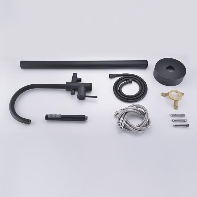 Freestanding Bathtub Faucet Tub Filler Faucets Black Single Handle Floor Mounted - Image 7