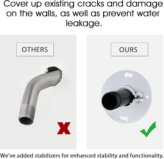 3 Inch Shower Arm with Flange and Stabilizer Bracket, Ceiling Mount Replacement - Image 3