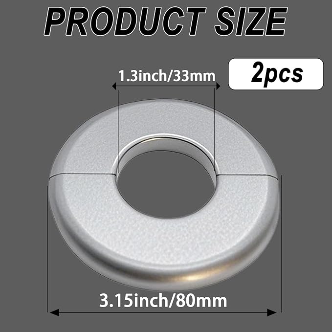 2 Pieces ABS Wall Split Flange Round Self-Adhesive Escutcheon Plate Cover - Image 2