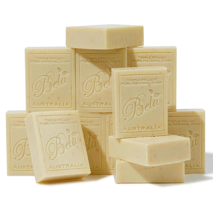 BELA Almond Soap 3.3 OZ Pack of 12, French Triple Milled Bar Soap by BELAPURENATURALSOAPSANDODORELIMINATINGHOMEFRAGRANCES