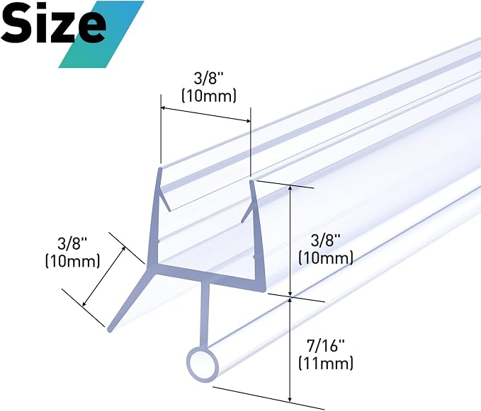 Shower Door Bottom Seal, Frameless Glass Door Seal Strip to Seal 11mm Gap - Image 2