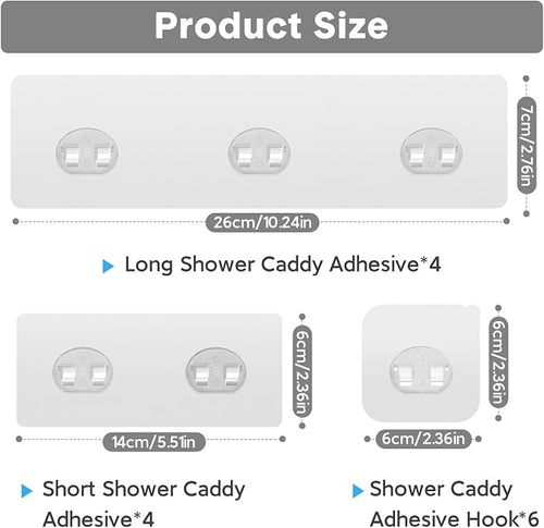 14 Pack Shower Caddy Adhesive Replacement, Transparent Strong Adhesive Hooks - Image 2