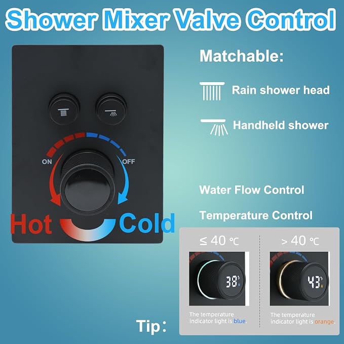 Digital Display Shower Valve Shower Valve 2 Way Shower Diverter Valve Shower - Image 2