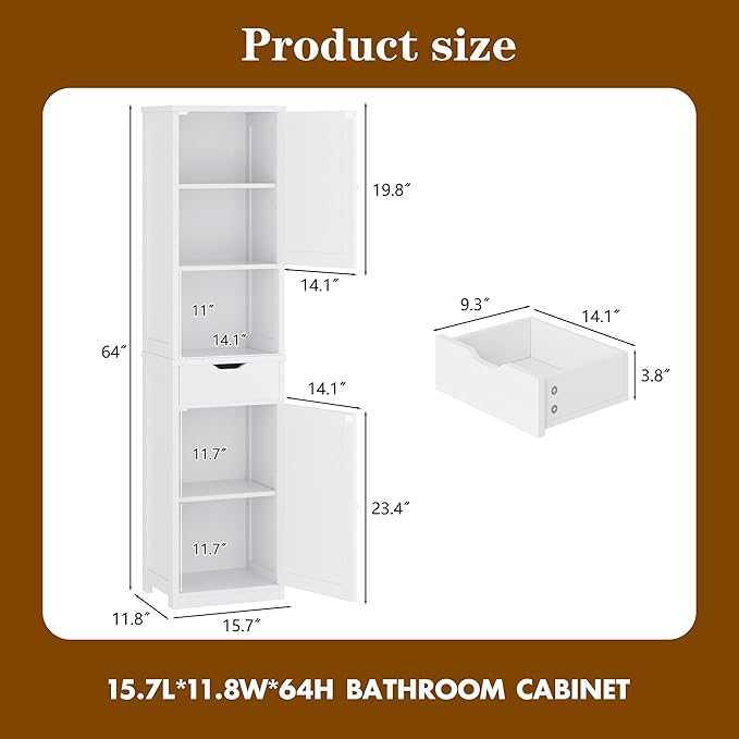 Walsunny Tall Bathroom Storage Cabinet - Image 2