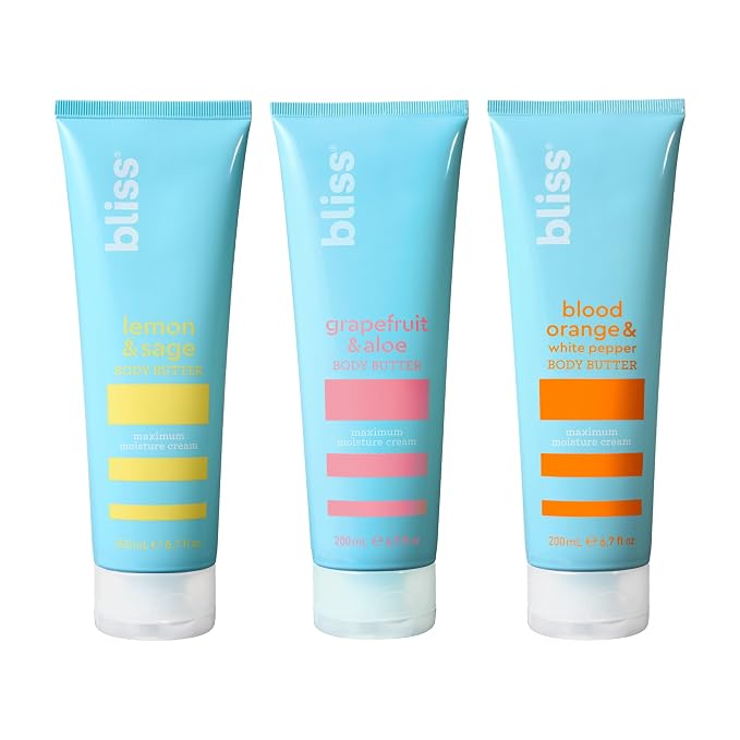 Bliss Body Butter Lotion Trio: Lemon & Sage, Grapefruit & Aloe, Blood Orange & by Bliss