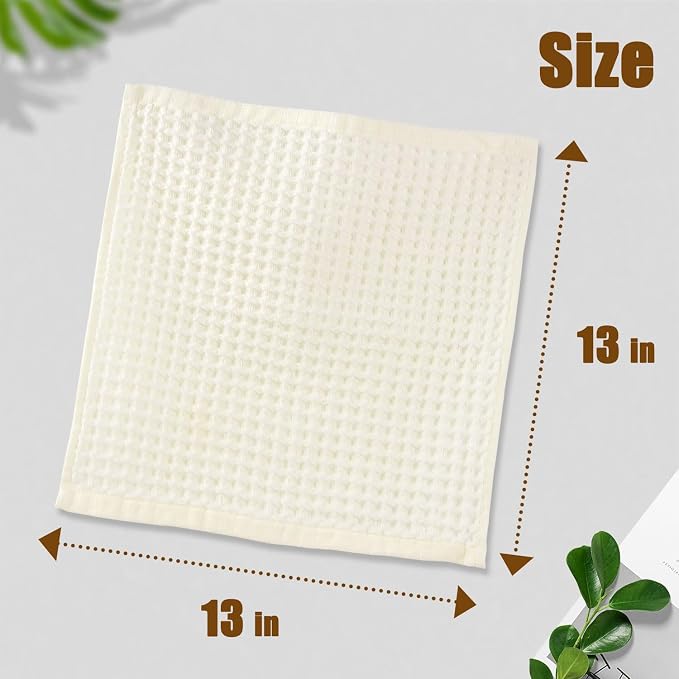 Cleanbear Wash Cloths 12 Pack, Cream Washcloths Set, 100% Cotton Waffle Weave – - Image 2