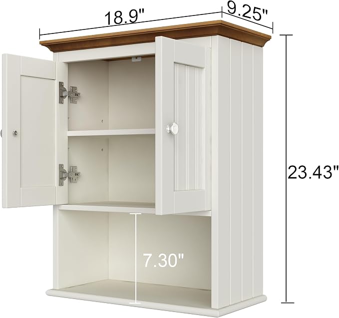 Treocho Wood Wall Cabinet, Bathroom Medicine Cabinet Storage - Image 3