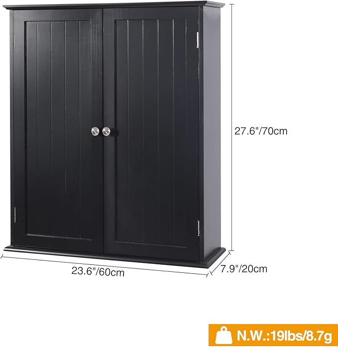 Blcak Bathroom Cabinet Wall Mounted, Bathroom Wall Cabinet Over Toilet - Image 3
